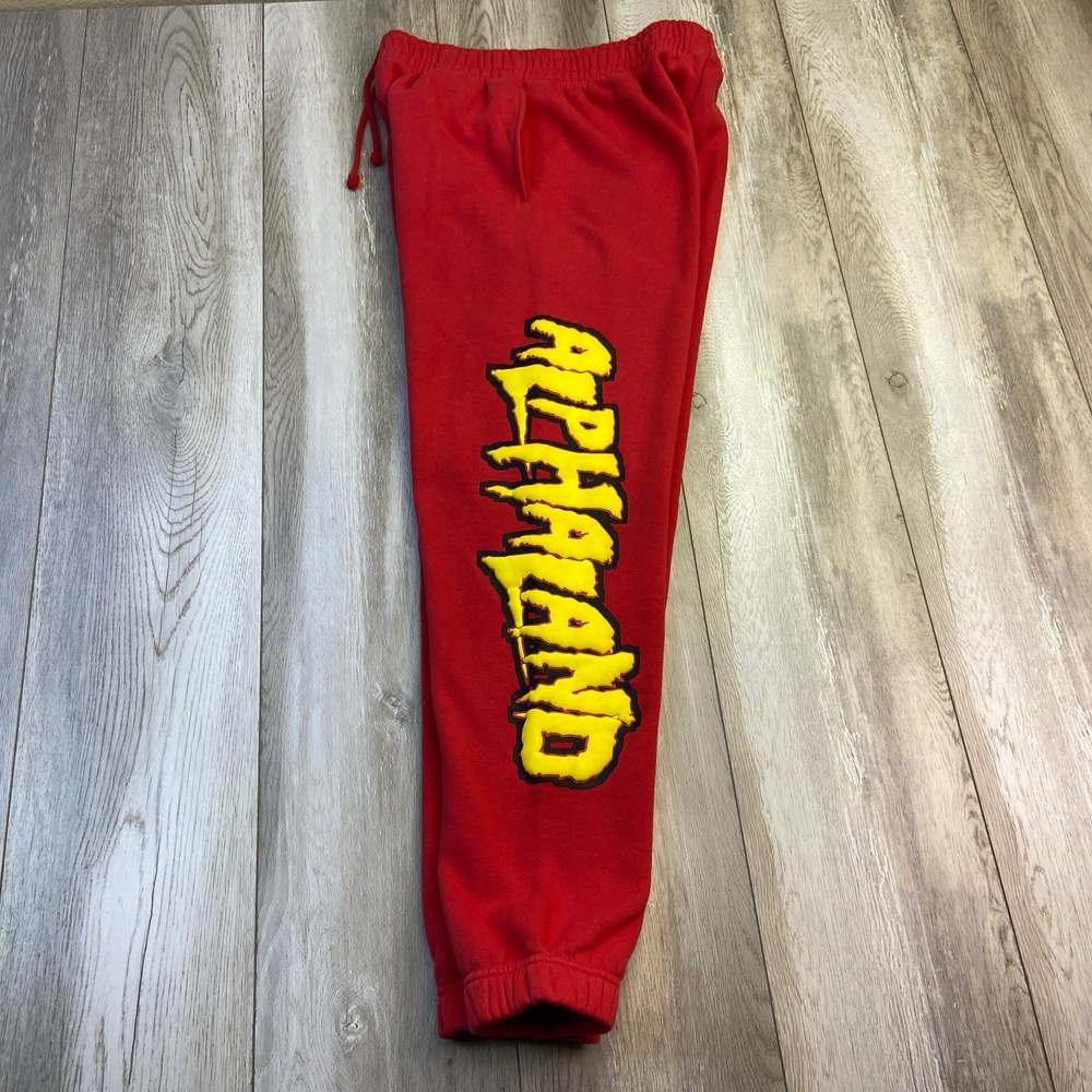Alphalete Joggers Mens Medium Red Sweatpants Tapered Lounge Training Lifting Gym